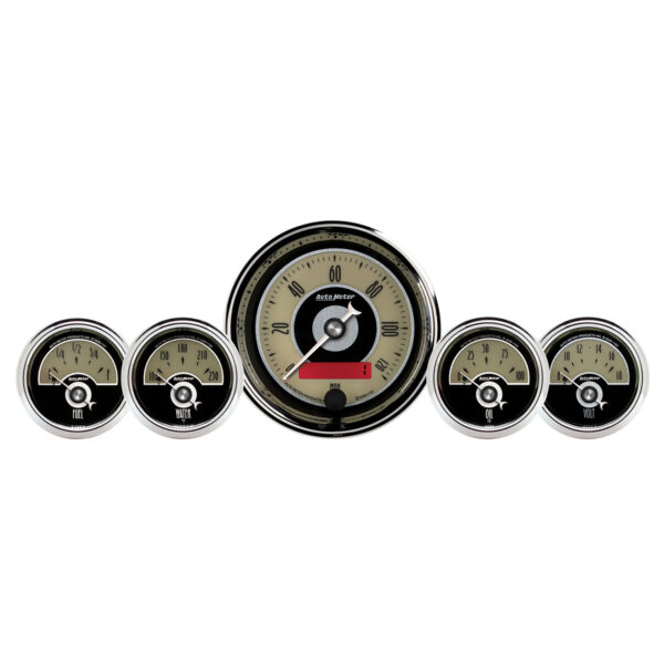 AUTOMETER 5pc Gauge Kit 3 3/8" & 2 1/16", Elec. Speedometer, Cruiser Ad