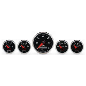 AUTOMETER 5pc Gauge Kit 3 3/8" & 2 1/16", Elec. Speedometer, Designer Black II