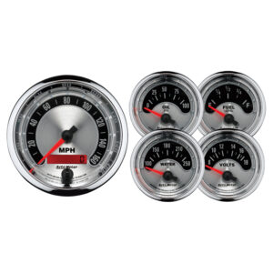 AUTOMETER 5PC Gauge Kit 3 3/8" & 2 1/16", Elec. Speedometer, American Muscle