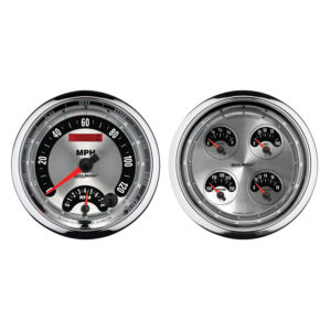 AUTOMETER 2pc Gauge Kit Quad & Tach/Speedo, 5", American Muscle