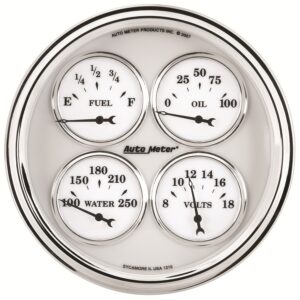 AUTOMETER Gauge, Quad, 5", 240°-33°F, Elec, Old Tyme White II