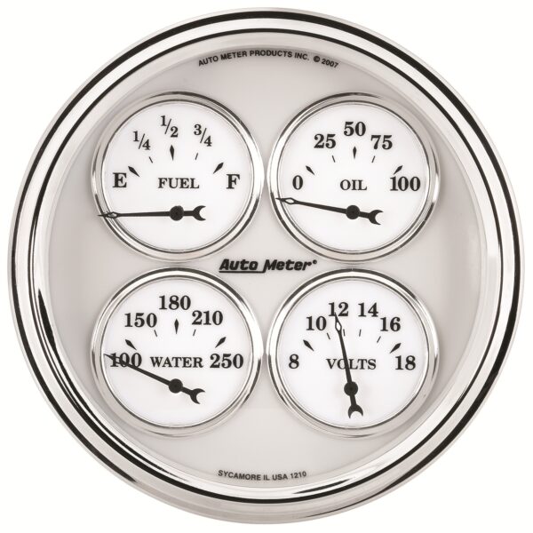 AUTOMETER Gauge, Quad, 5", 240°-33°F, Elec, Old Tyme White II