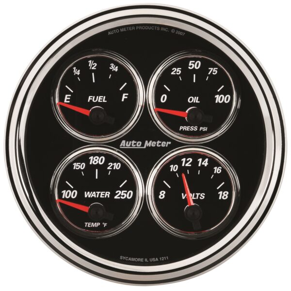 AUTOMETER Gauge, Quad, 5", 240°-33°F, Elec, Designer Black II