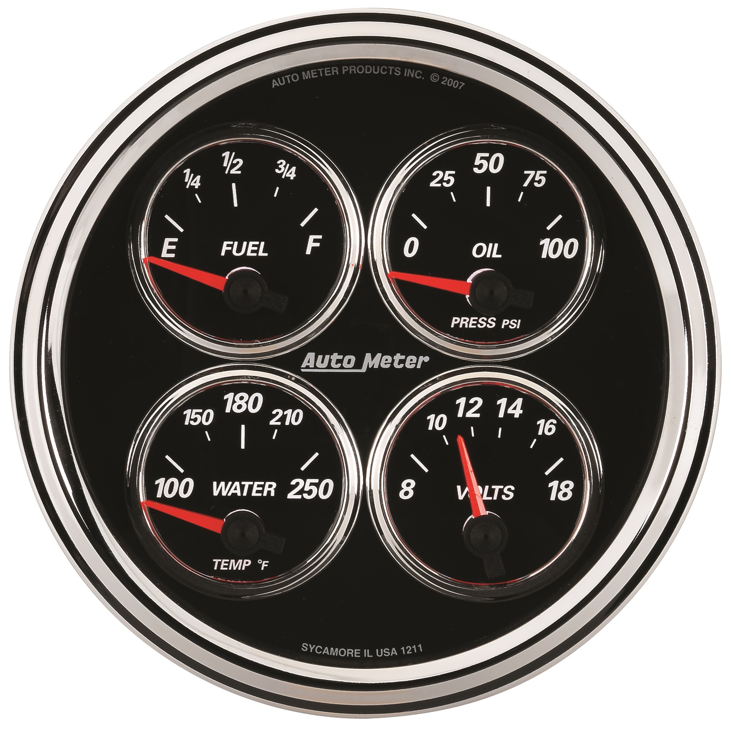 AUTOMETER Gauge, Quad, 5", 240°-33°F, Elec, Designer Black II