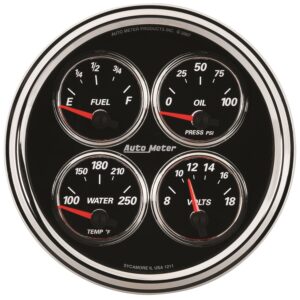 AUTOMETER Gauge, Quad, 5", 0°-90°F, Elec, Designer Black II