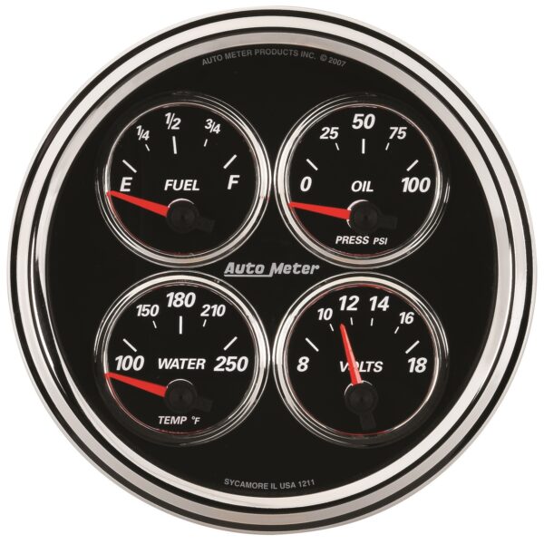 AUTOMETER Gauge, Quad, 5", 0°-90°F, Elec, Designer Black II