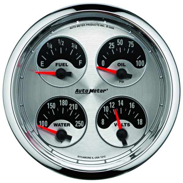 AUTOMETER Gauge, Quad, 5", 0° To 90°F, Elec, American Muscle