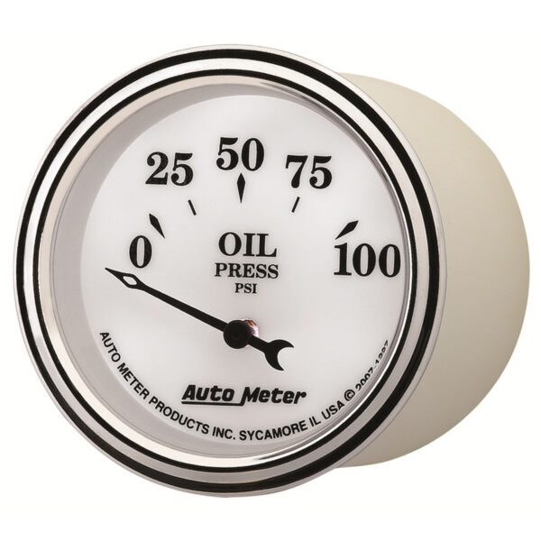 AUTOMETER Oil Pressure Gauge 2 1/16", 100PSI, Elec, Old Tyme White II - Image 2