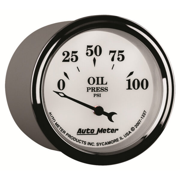 AUTOMETER Oil Pressure Gauge 2 1/16", 100PSI, Elec, Old Tyme White II - Image 6