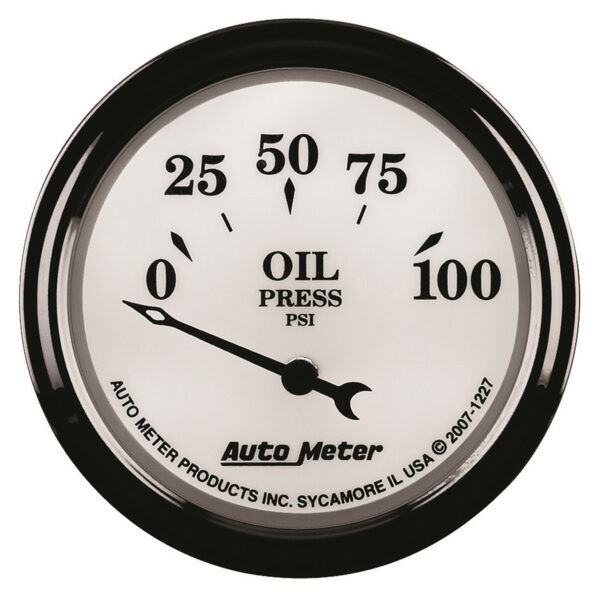 AUTOMETER Oil Pressure Gauge 2 1/16", 100PSI, Elec, Old Tyme White II - Image 4