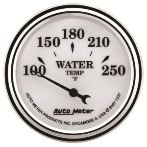AUTOMETER Water Temperature Gauge 2 1/16", 250°f, Elec, Old Tyme White II