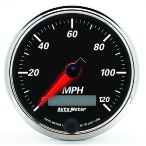 AUTOMETER Speedometer Gauge 3 3/8", 120MPH, Elec. Prog. W/ LCD Odo, Designer Black II