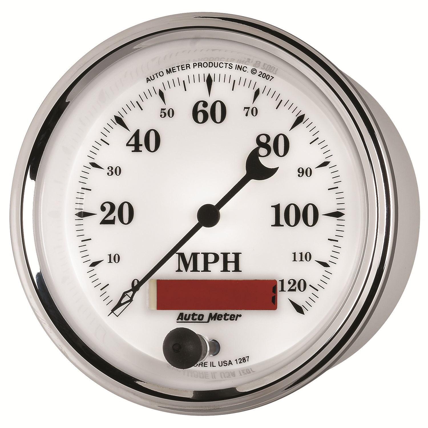 AUTOMETER Speedometer Gauge 3 3/8", 120MPH, Elec. Prog. W/ LCD Odo, Old Tyme White II - Image 2