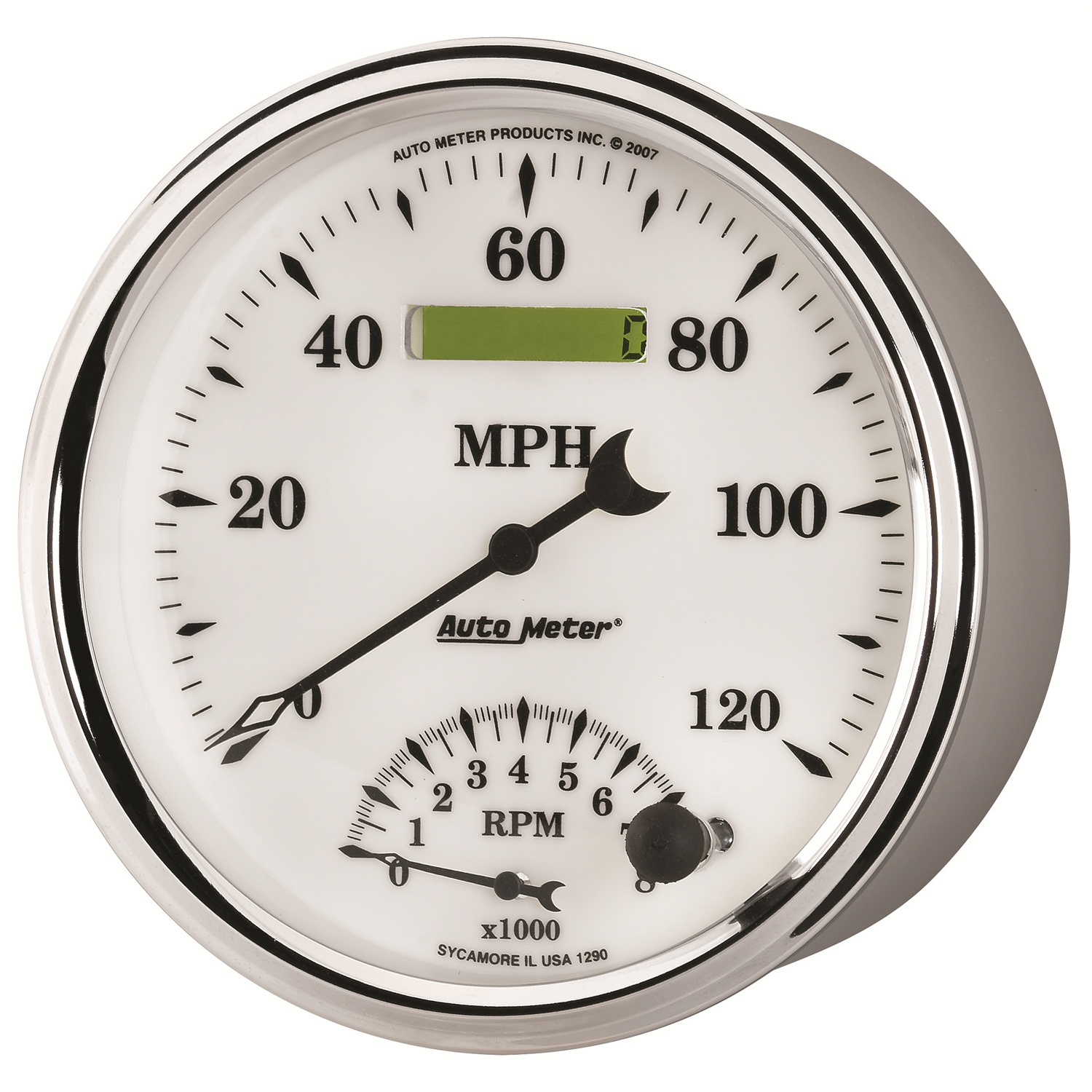 AUTOMETER Tacho/Speedo Gauge 5", 120MPH & 8K RPM, Elec. Program, Old Tyme White II - Image 2