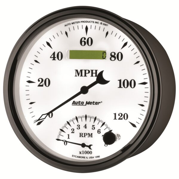 AUTOMETER Tacho/Speedo Gauge 5", 120MPH & 8K RPM, Elec. Program, Old Tyme White II - Image 3