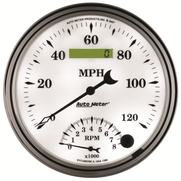 AUTOMETER Tacho/Speedo Gauge 5", 120MPH & 8K RPM, Elec. Program, Old Tyme White II - Image 4