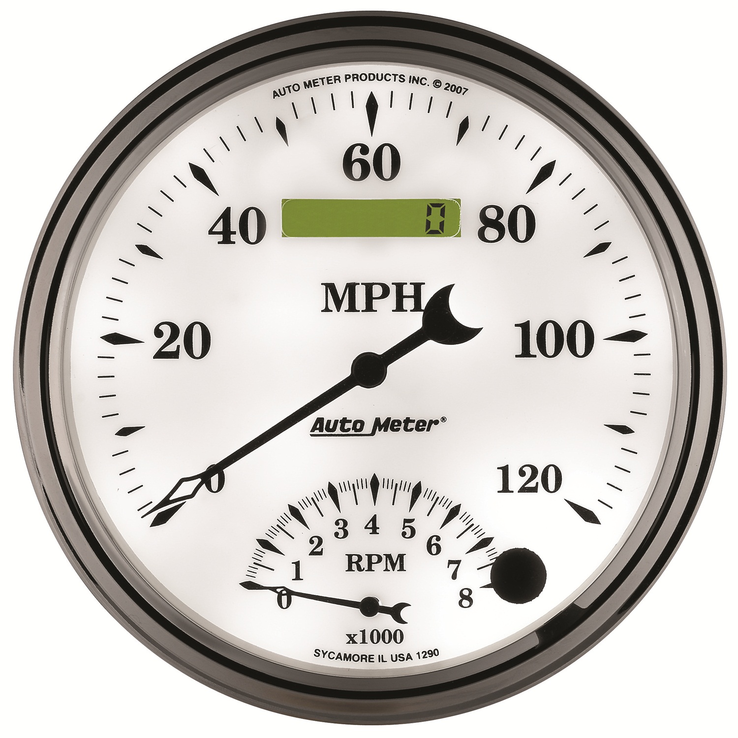 AUTOMETER Tacho/Speedo Gauge 5", 120MPH & 8K RPM, Elec. Program, Old Tyme White II - Image 4