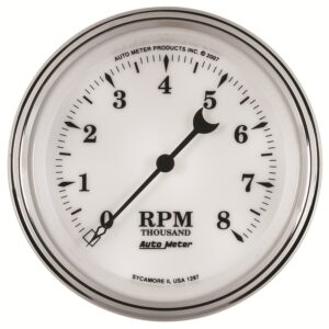 AUTOMETER Tachometer Gauge 3 3/8", 8K RPM, In-Dash, Old Tyme White II