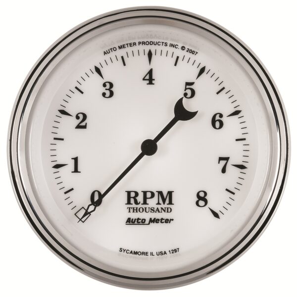 AUTOMETER Tachometer Gauge 3 3/8", 8K RPM, In-Dash, Old Tyme White II