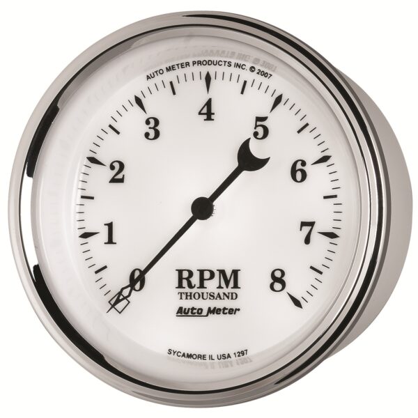 AUTOMETER Tachometer Gauge 3 3/8", 8K RPM, In-Dash, Old Tyme White II - Image 2