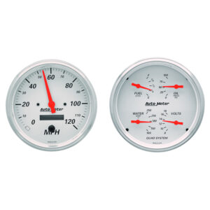 AUTOMETER 2pc Gauge Kit Quad & Speedometer, 5", Arctic White