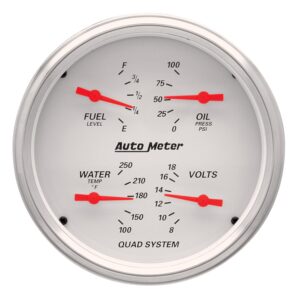 AUTOMETER Gauge, Quad, 5", 240°-33°F, Elec, Arctic White
