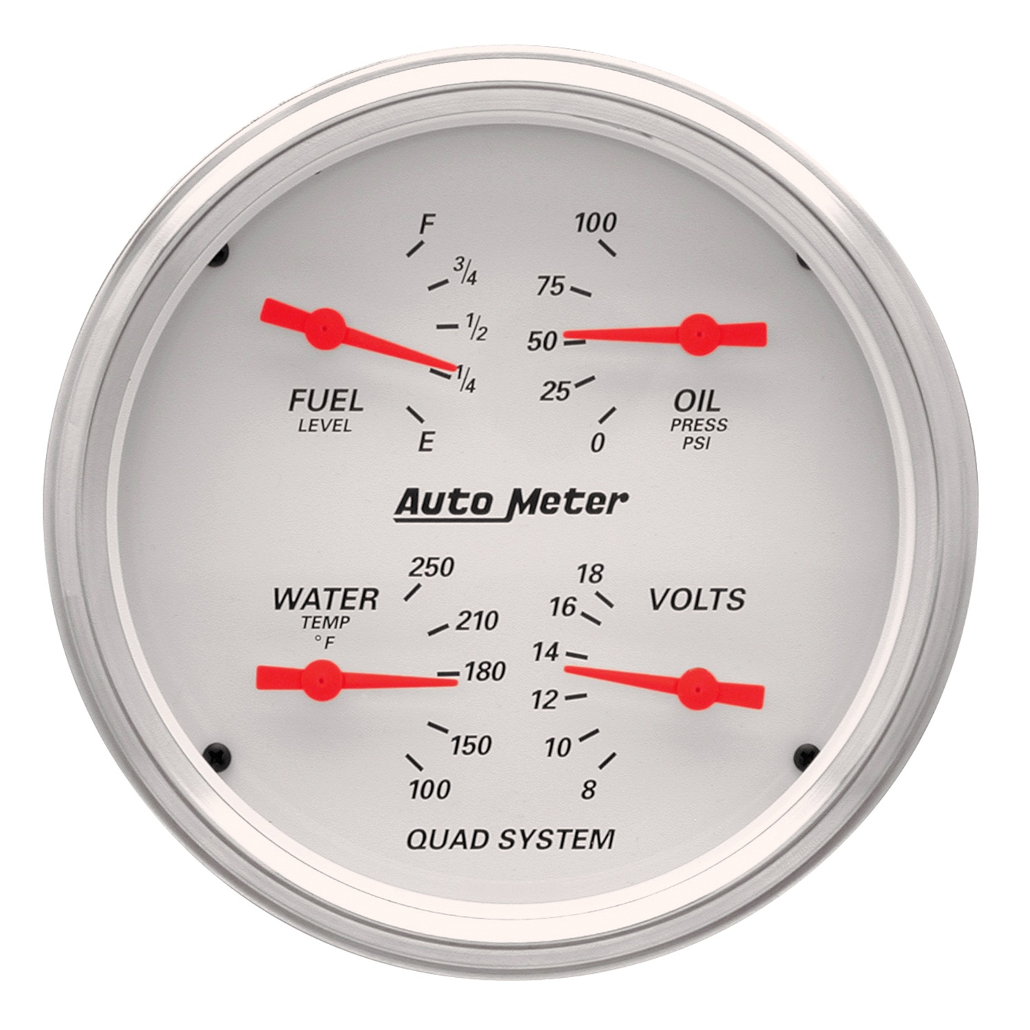 AUTOMETER 2pc Gauge Kit Quad & Speedometer, 5", Arctic White - Image 3