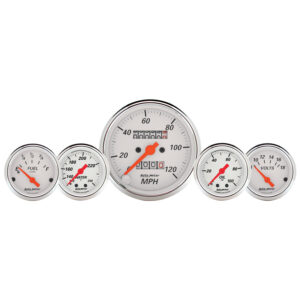 AUTOMETER 5pc Gauge Kit 3 1/8" & 2 1/16", Mech. Speedo., Wtmp & Oilp, Arctic Wht