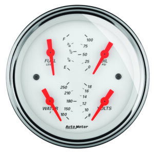 AUTOMETER Gauge, Quad, 3 3/8", 0°-90°F, Elec, Arctic White