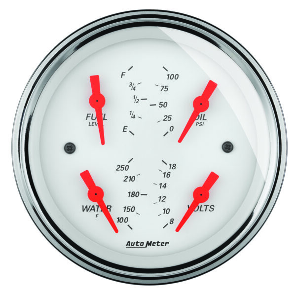 AUTOMETER Gauge, Quad, 3 3/8", 0°-90°F, Elec, Arctic White