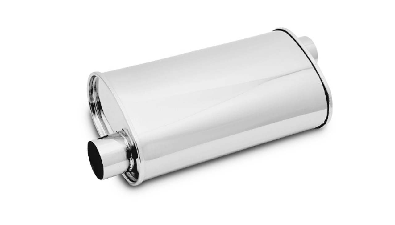 VIBRANT PERFORMANCE STREETPOWER 2.25" Oval Muffler, Offset Inlet / Offset Outlet