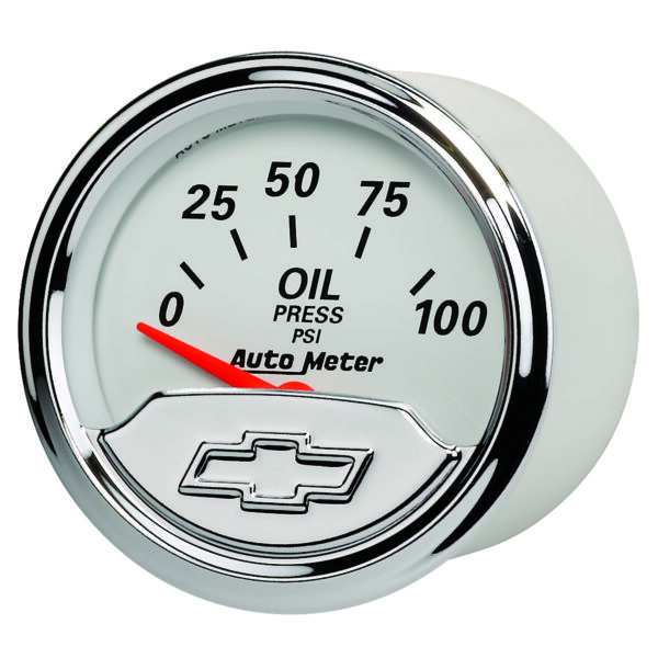 AUTOMETER Oil Pressure Gauge 2 1/16", 100PSI, Elec, Chevrolet Heritage Bowtie - Image 2