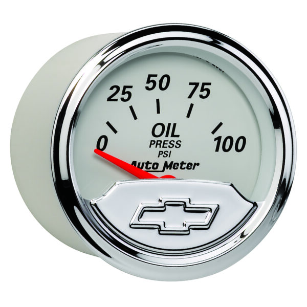 AUTOMETER Oil Pressure Gauge 2 1/16", 100PSI, Elec, Chevrolet Heritage Bowtie - Image 3