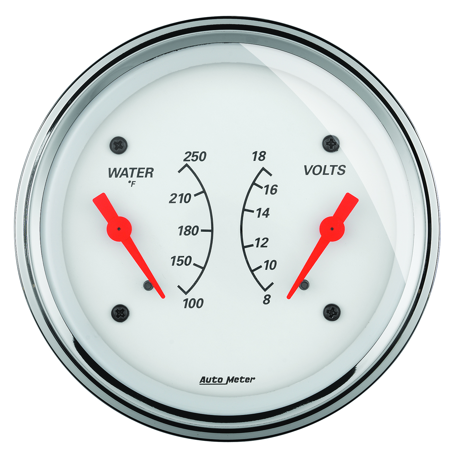 AUTOMETER Gauge, Dual, Wtmp & Volt, 3 3/8", 250°f & 18V, Elec, Arctic White