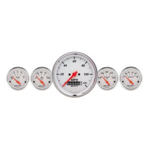 AUTOMETER 5pc Gauge Kit 3 3/8" & 2 1/16", Elec. Speedometer, Arctic White