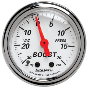 AUTOMETER Vacuum/Boost Gauge 2 1/16", 30Inhg-20PSI, Mechanical, Arctic White