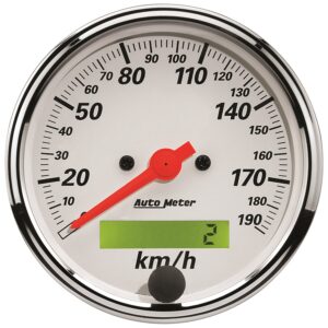 AUTOMETER Speedometer Gauge 3 1/8", 190KM/H, Elec. Prog. W/ LCD Odo, Arctic White