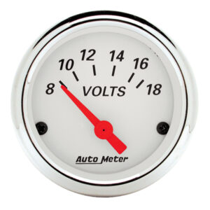 AUTOMETER Voltmeter Gauge 2 1/16", 18V, Elec, Arctic White