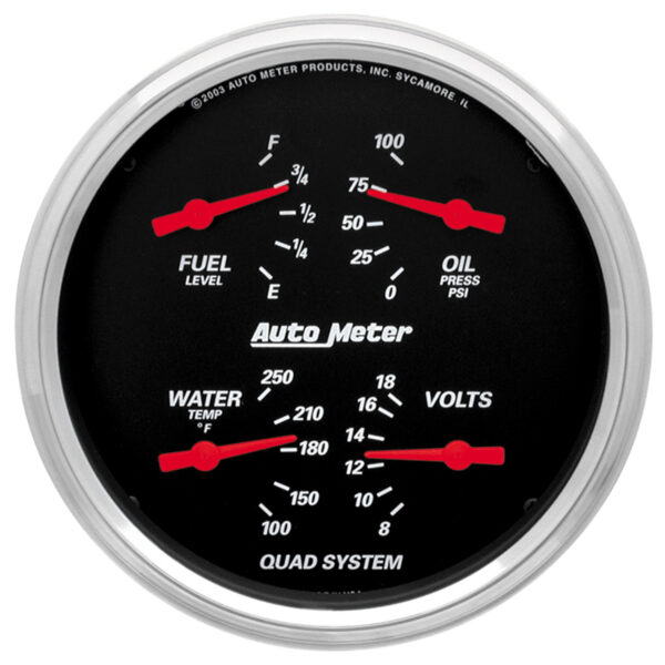 AUTOMETER Gauge, Quad, 5", 240°-33°F, Elec, Designer Black