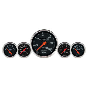 AUTOMETER 5pc Gauge Kit 3 1/8" & 2 1/16", Mech. Speedo., Wtmp & Oilp, Designer Black