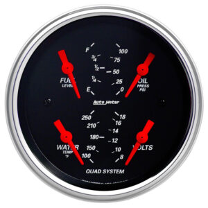 AUTOMETER Gauge, Quad, 3 3/8", 240°-33°F, Elec, Designer Black