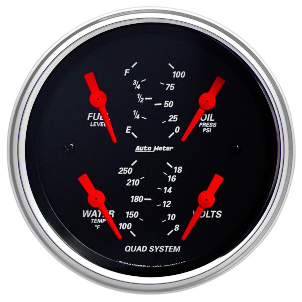 AUTOMETER Gauge, Quad, 3 3/8", 240°-33°F, Elec, Designer Black