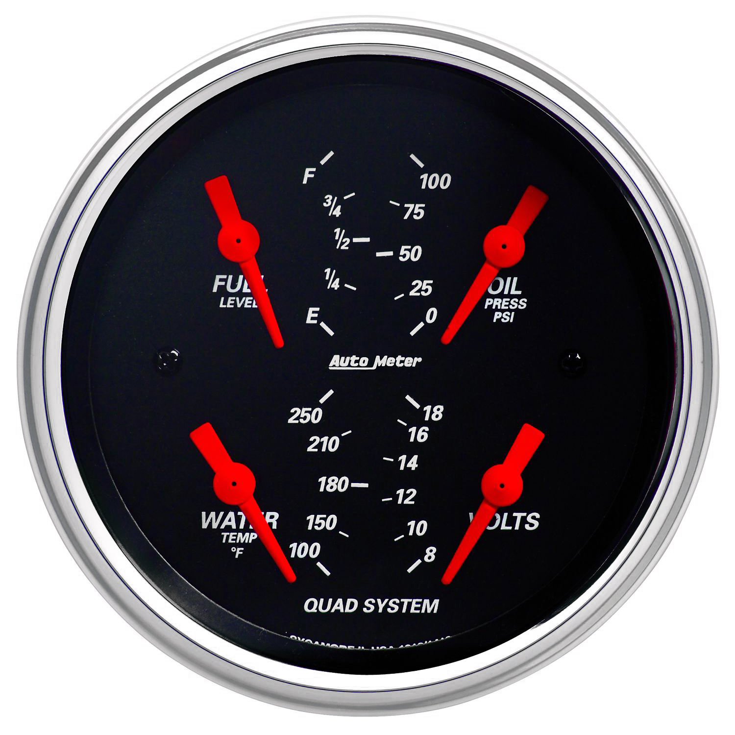 AUTOMETER Gauge, Quad, 3 3/8", 240°-33°F, Elec, Designer Black