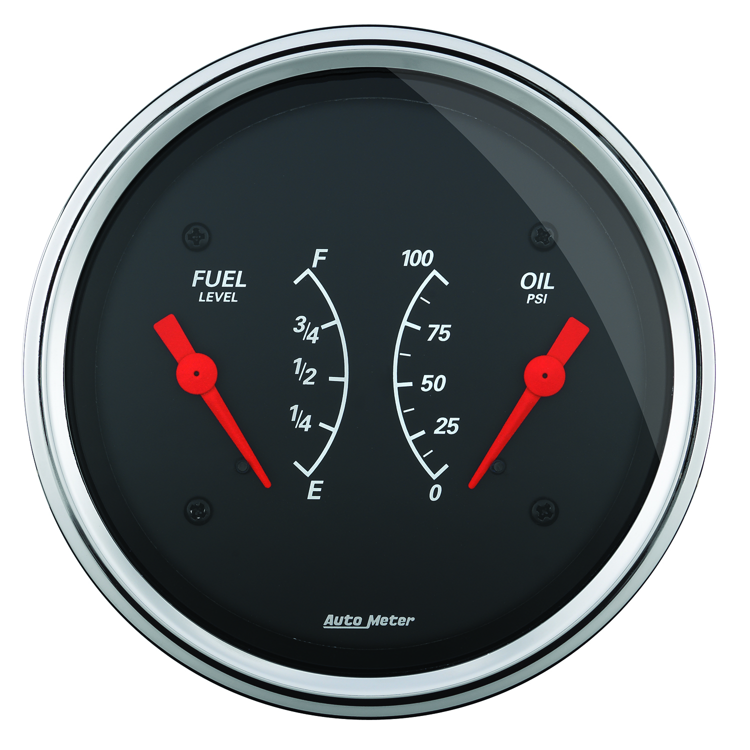 AUTOMETER Gauge, Dual, Fuel & Oilp, 3 3/8", 240°-33°F & 100PSI, Elec, Designer Black