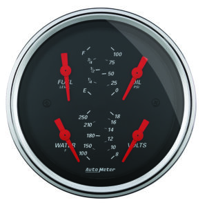 AUTOMETER Gauge, Quad, 3 3/8", 0°-90°F, Elec, Designer Black