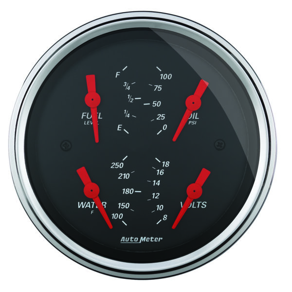 AUTOMETER Gauge, Quad, 3 3/8", 0°-90°F, Elec, Designer Black