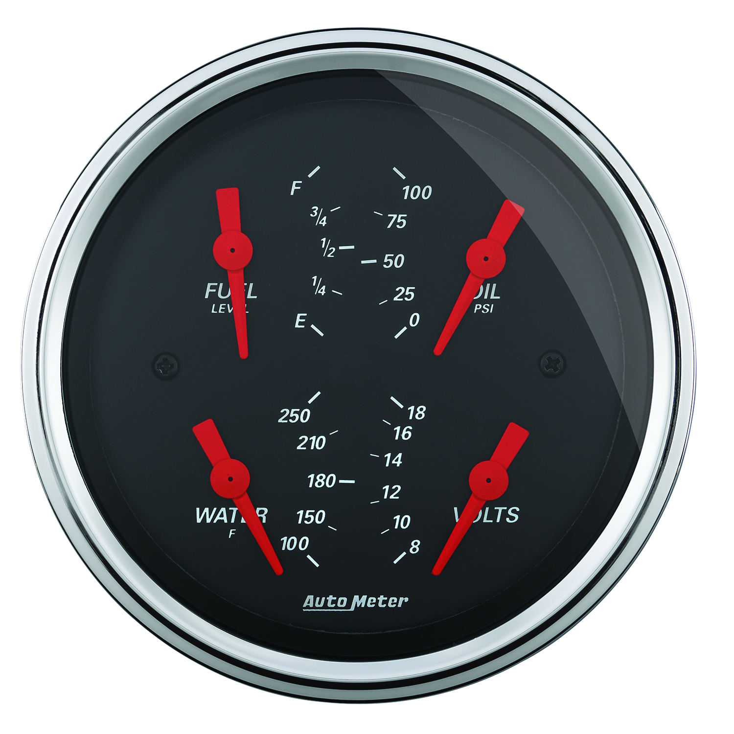 AUTOMETER Gauge, Quad, 3 3/8", 0°-90°F, Elec, Designer Black