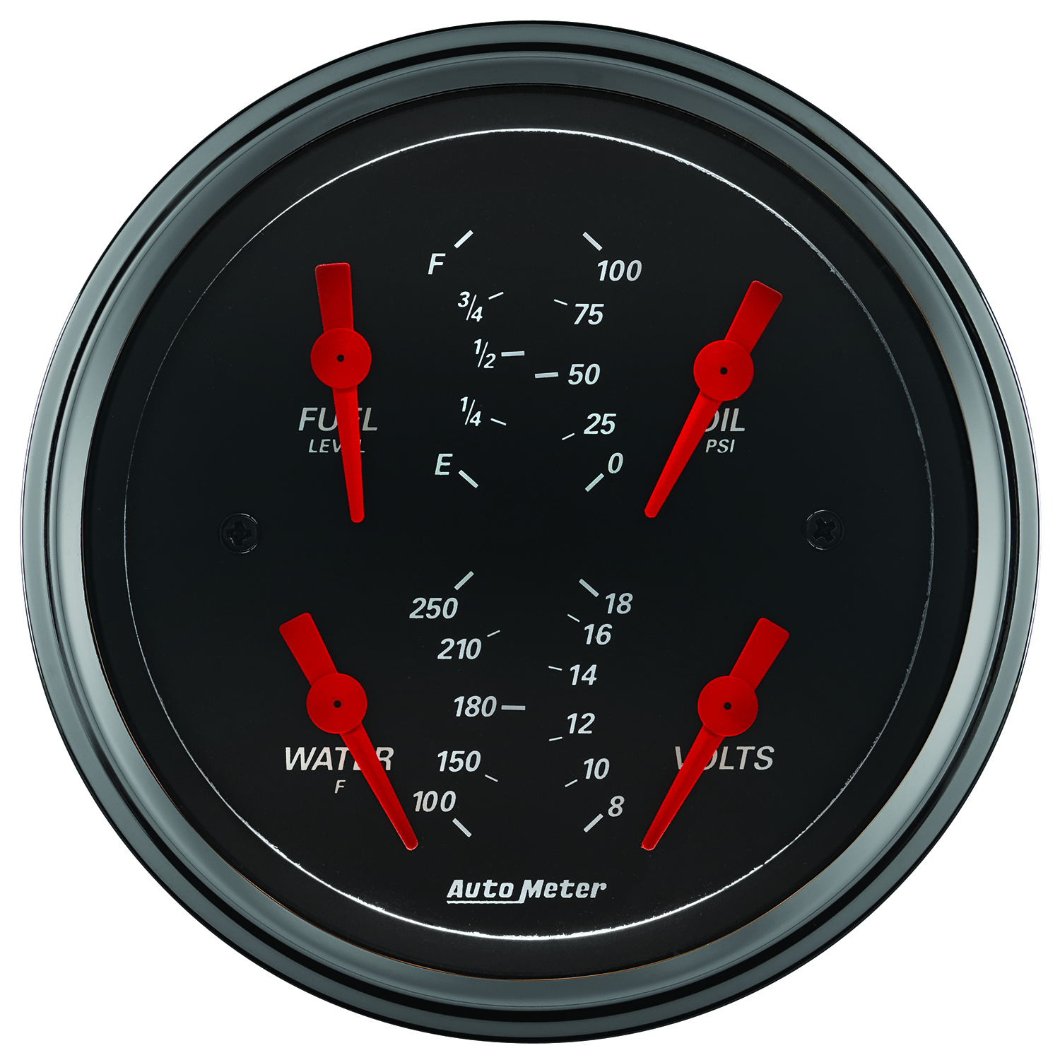 AUTOMETER Gauge, Quad, 3 3/8", 0°-90°F, Elec, Designer Black - Image 2