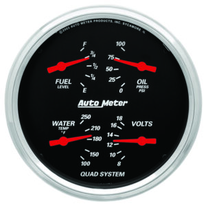 AUTOMETER Gauge, Quad, 5", 0°-90°F, Elec, Designer Black