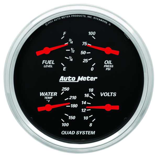 AUTOMETER Gauge, Quad, 5", 0°-90°F, Elec, Designer Black